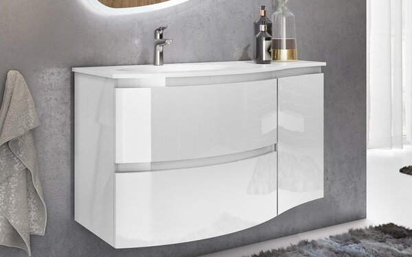 Set lemn masiv Mobilier Baie Suspendat Aledo - Natur texturat