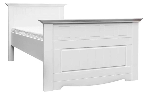 Pat lemn masiv alb Linea - 90x200