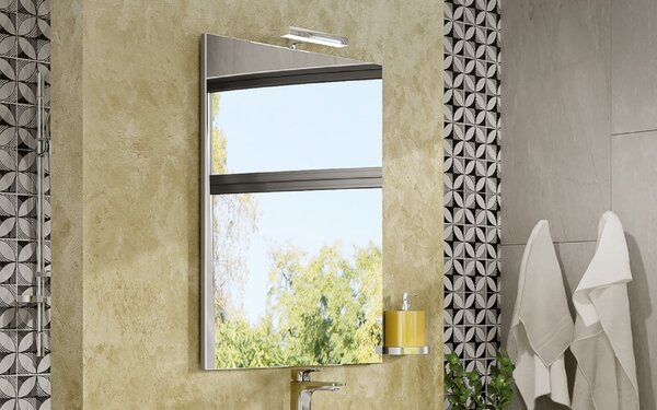 Oglindă lemn masiv Baie Reversibilă 80/, 100 × 2 × 60 cm - 80x60cm, Crom