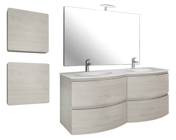 Set lemn masiv Mobilier Baie Suspendat Aledo - Natur texturat