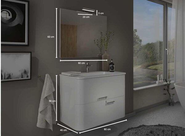 Set lemn masiv Mobilier Baie Suspendat Glint - Natur texturat
