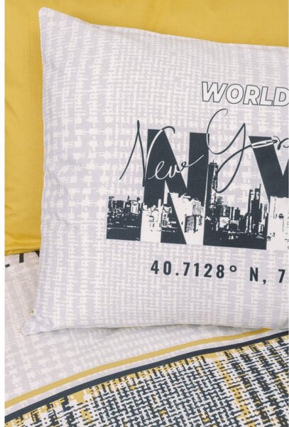 Lenjerie 1 Persoana Worldwide Mustar (Bumbac 100%)