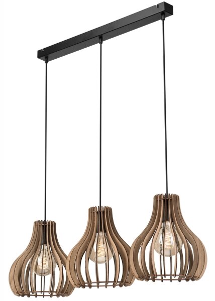 Lustră pe cablu TUCCI 3xE27/15W/230V stejar/negru