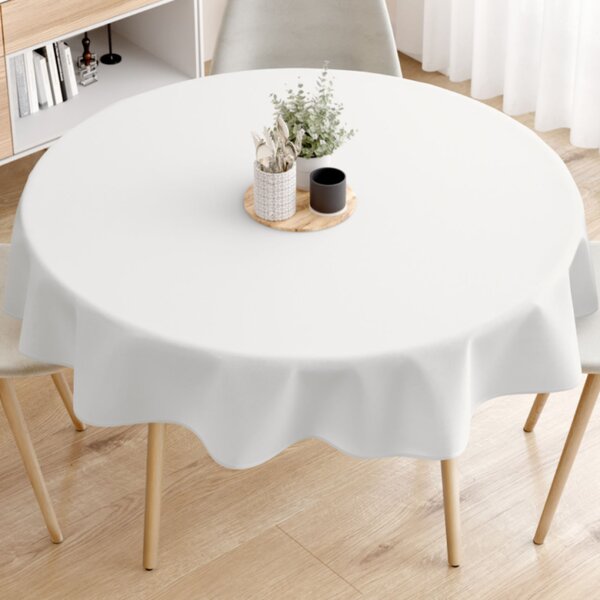 Fata de masa teflonata din bumbac, rotunda cu diametru 140cm, alba