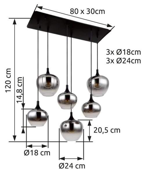 Lustră pe cablu Globo 15548-6H MAXY 6xE27/40W/230V