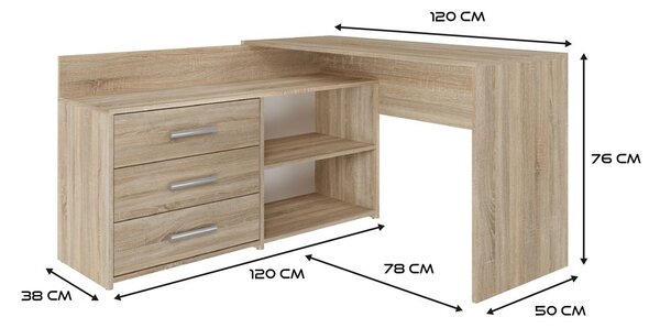 Masă PC de colț Debio 1 (stejar sonoma). Promo -12%. 1132466