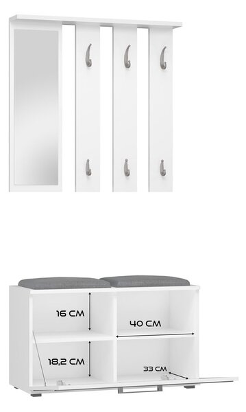 Set mobilier hol Oasis 1 (alb) (cu oglindă). 1132531