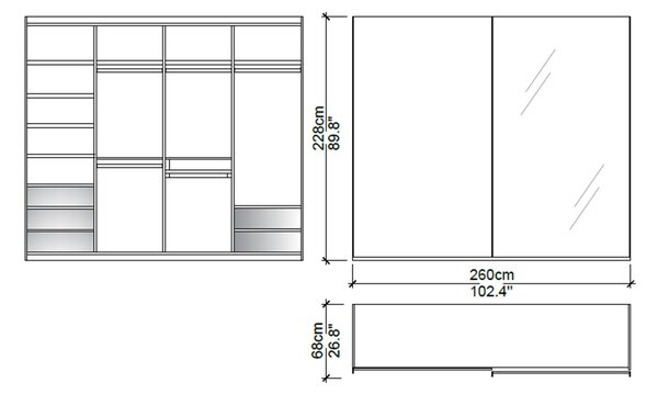 Dulap lemn masiv Giallo 260 cm