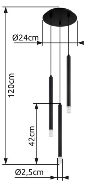 Lustră pe cablu Globo 15629-3 BLAKE 3xG9/4W/230V