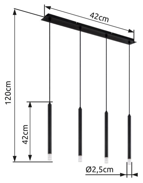 Lustră pe cablu Globo 15629-4 BLAKE 4xG9/4W/230V