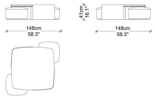 Măsuță lemn masiv de cafea Sophia 148 × 58 cm