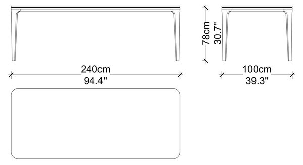 Masă lemn masiv de dining Sophia 240 × 100 cm
