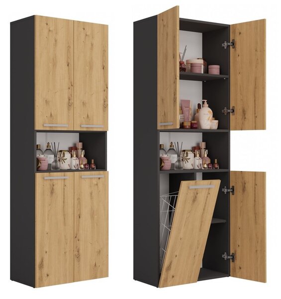 Dulap de baie Neltossa 4 (antracit + stejar artisan). Promo -22%. 1132991