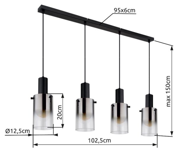 Lustră pe cablu Globo 15907-4H FLORENTINA 4xE27/40W/230V