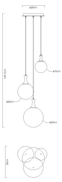 Lustră pe cablu Globo 15885-3H DALTON 3xE27/10W/230V