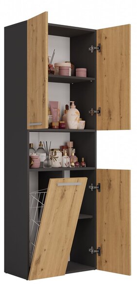 Dulap de baie Neltossa 4 (antracit + stejar artisan). Promo -22%. 1132991