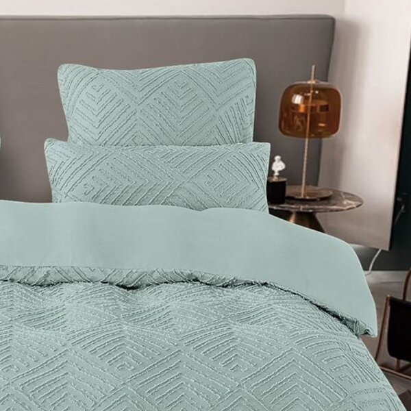 Lenjerie cu Broderie si Insertii Romb Lines Aqua 6 Piese (Finet)