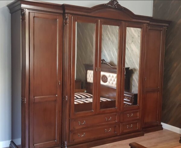 Dulap lemn masiv Briston 4 usi si 2 sertare, 240 × 68 × 233 cm