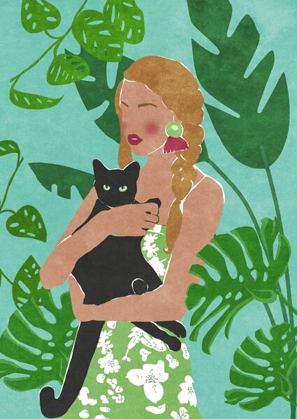 Ilustrație Cat Lover, Raissa Oltmanns, (30 x 40 cm)