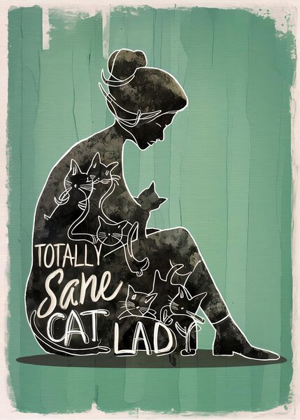Ilustrație Totally Sane Cat Lady, Andreas Magnusson, (30 x 40 cm)