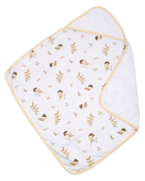 Prosop bebe 80x80 cm cu doua fete muselina si frotir Kidizi Birdy, varsta 0-2 ani