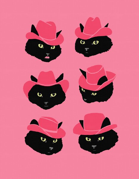 Ilustrare Marcy the Cowgirl Cat, Anyone Can Yeehaw, (30 x 40 cm)