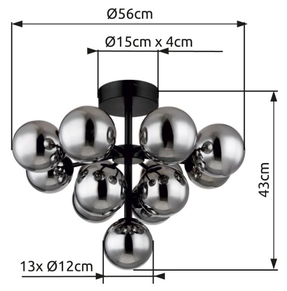Lustră aplicată Globo 56143-13D GRAPPY 13xG9/5W/230V