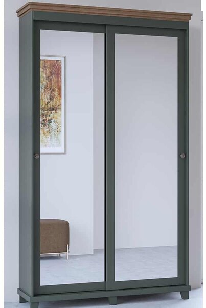 Dulap lemn masiv Jardon cu oglindă 120cm x 50cm x 216cm Grafit