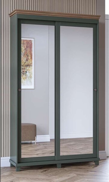 Dulap lemn masiv Jardon cu oglindă 120cm x 50cm x 216cm Grafit