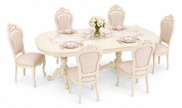 Set lemn masiv Dining Briston 6 Scaune și Masă Extensibilă