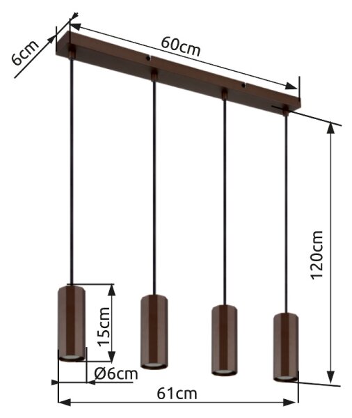 Lustră pe cablu Globo 57919-4H JAMES 4xGU10/25W/230V