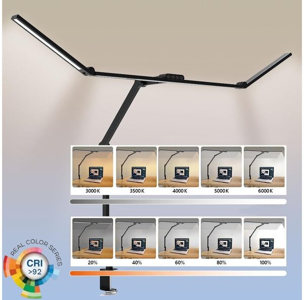Lampă LED flexibilă birou, dimabilă, 36W, 230V, 3000-6500K, CRI 92, negru