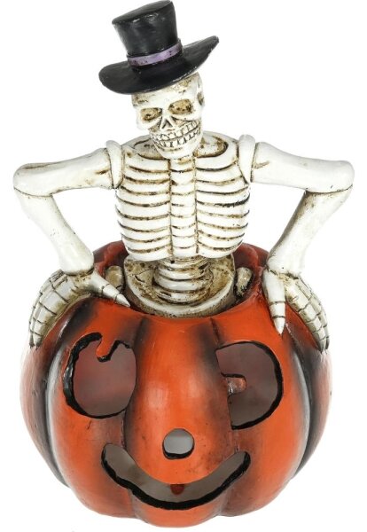 Decorațiune LED HALLOWEEN Retlux LED/2xLR44/alb cald, schelet în dovleac, rășină