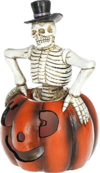Decorațiune LED HALLOWEEN Retlux LED/2xLR44/alb cald, schelet în dovleac, rășină