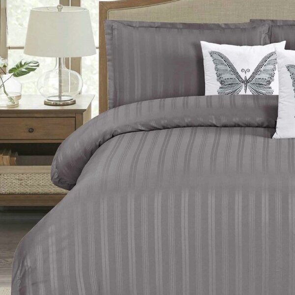 Lenjerie cu elastic 180x200 cm, Damasc, Cardinal V2 Dark Grey, 6 Piese (Finet)