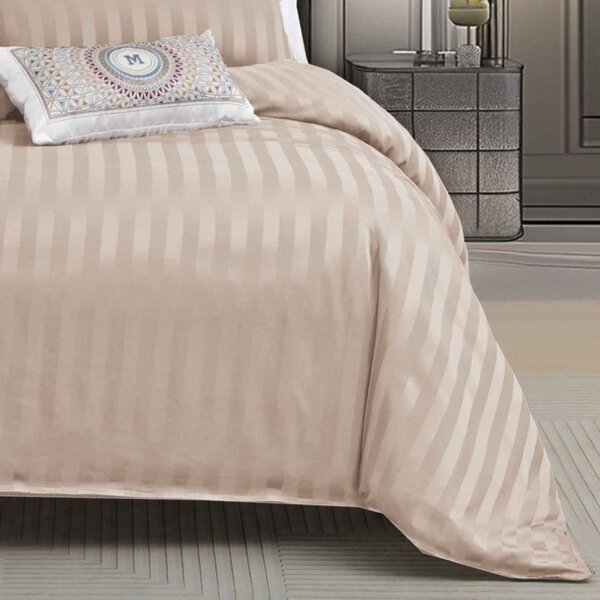 Lenjerie cu elastic 140x200 cm, Damasc, Atlas V1 Bej (Finet)