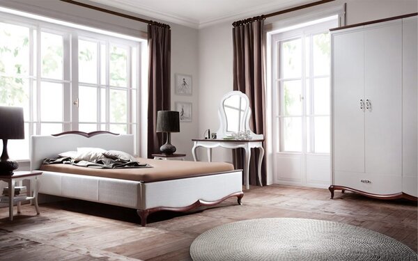 Dulap lemn masiv nuc Milan 4 Uși Alb-, 204,4 × 62,5 × 209,5 cm