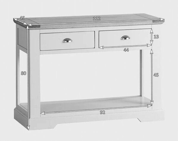 Masă lemn masiv gri de perete Ives III Personalizabilă, 112 × 45 × 80 cm
