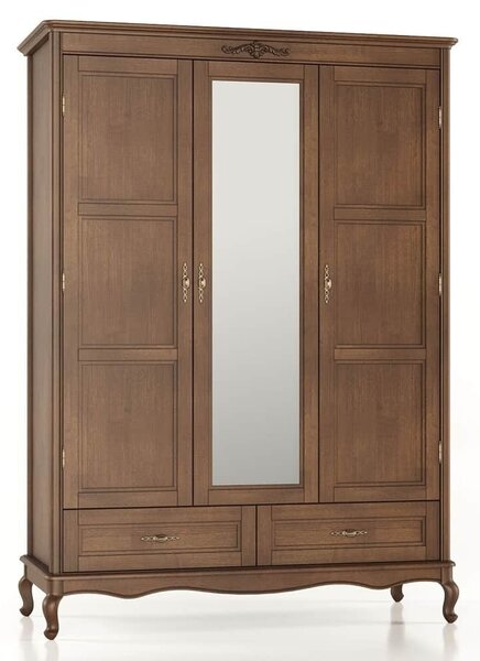 Dulap lemn masiv Seraphia 3 Uși cu Oglindă, 150 × 62 × 207 cm