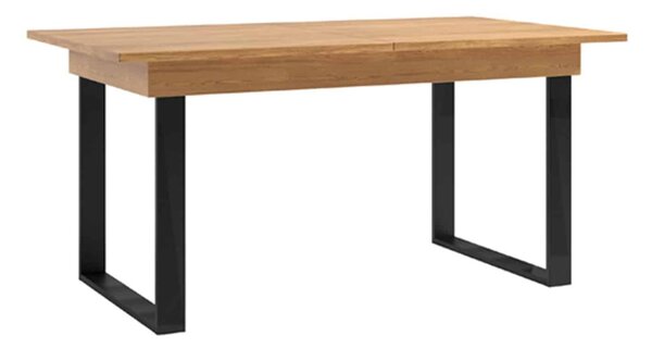 Masă lemn masiv natur Dining Santiago I Extensibilă -Negru 160/, 200 × 90 × 77 cm