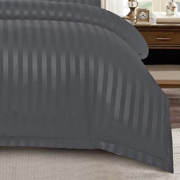 Lenjerie cu elastic 180x200cm, Damasc, Atlas V3 Gri Inchis (Finet)