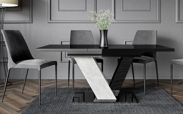 Masă lemn masiv Dining extensibilă Harmonique 120/160x80 cm Negru