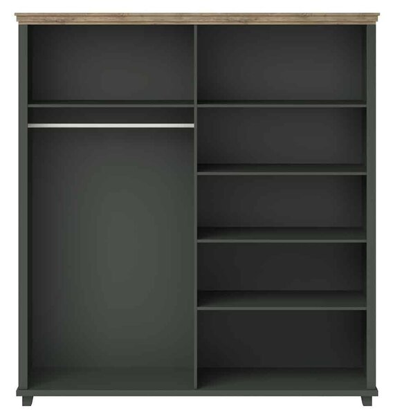 Dulap lemn masiv Jardon 4 Usi Cu Oglinda Grafit, 200 × 62 × 216 cm