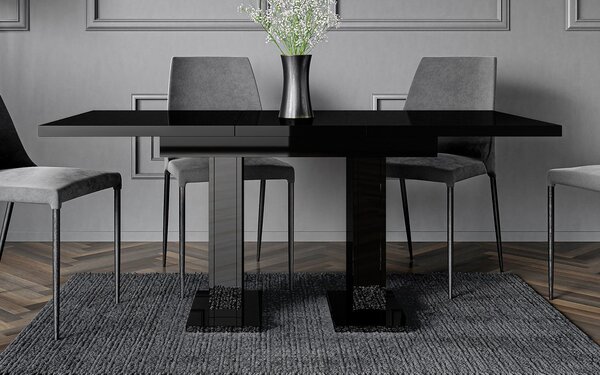 Masă lemn masiv Dining extensibilă Illumina Crest 120/160x80 cm Negru