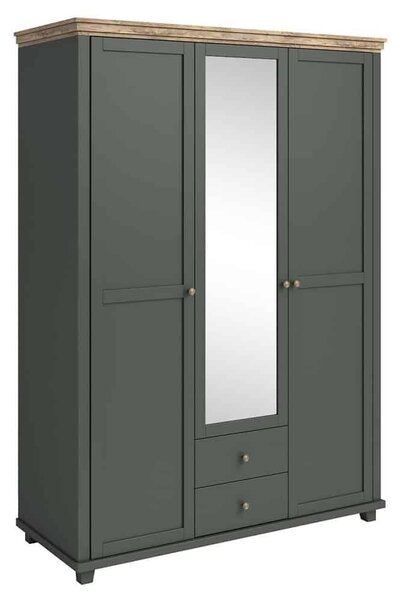 Dulap lemn masiv Jardon 3 Usi Cu Oglinda Grafit, 154 × 62 × 216 cm