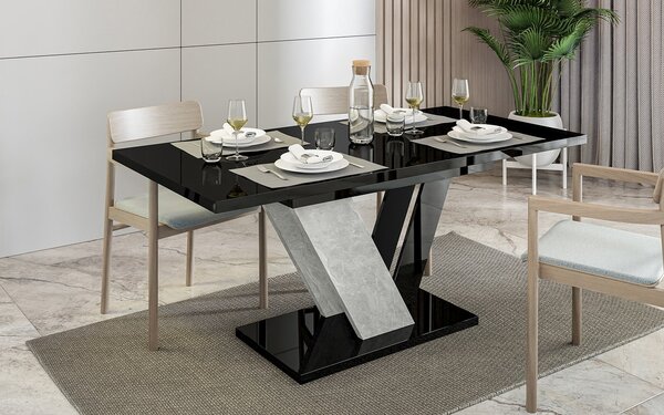 Masă lemn masiv Dining extensibilă Harmonique 120/160x80 cm Negru