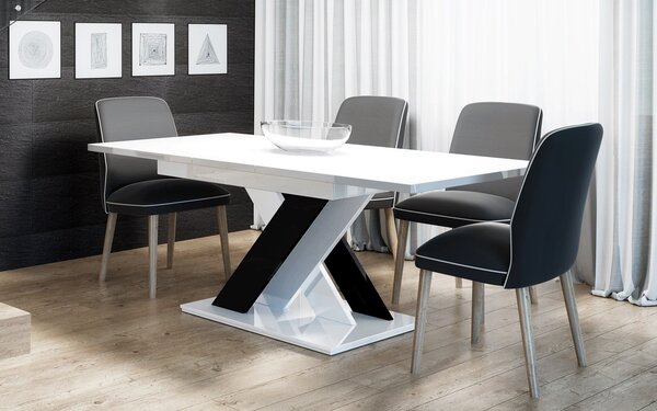 Masă lemn masiv alb Dining extensibilă Royal Stage 140/180x80 cm -Negru