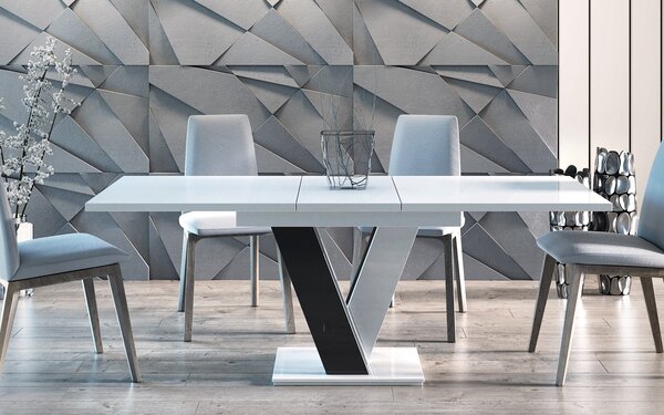 Masă lemn masiv alb Dining extensibilă Quaint Anchor 120/160x80 cm -Negru