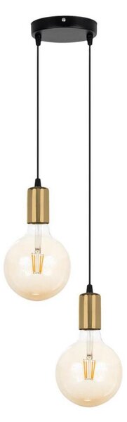 Lustră pe cablu MIROS 2xE27/60W/230V rotundă neagră/aurie