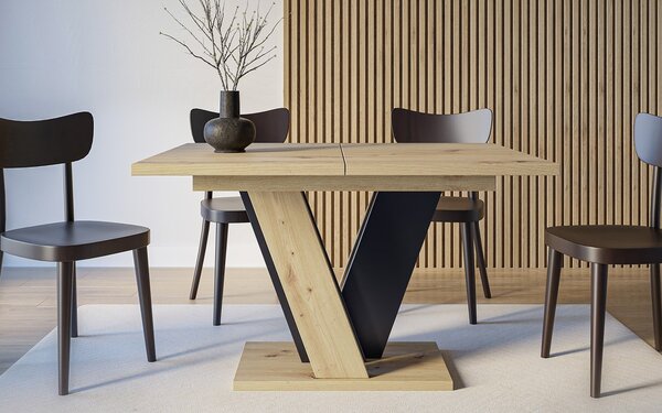Masă lemn masiv Dining extensibilă BellaVista 120/160x90 cm Negru Artizanal